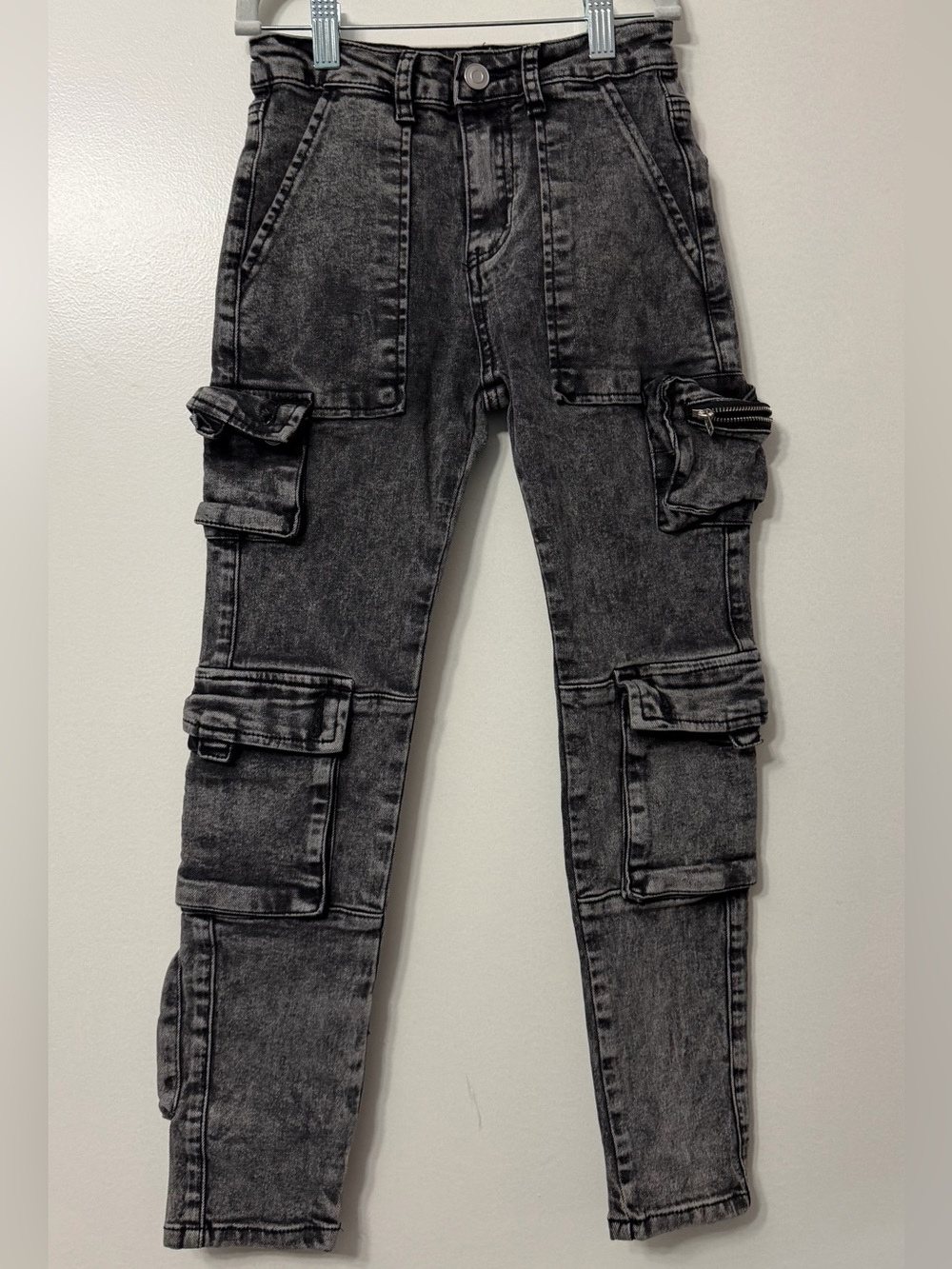 Fashion Nova Kids Black Washed Cargo Jeans